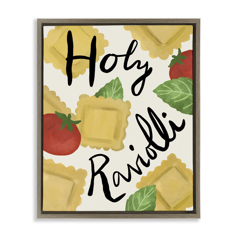 Drôle de ravioli, art mural encadré flottant par Farida Zaman, Cadre flottant orme Montalcino, H 31 po x l 25 po