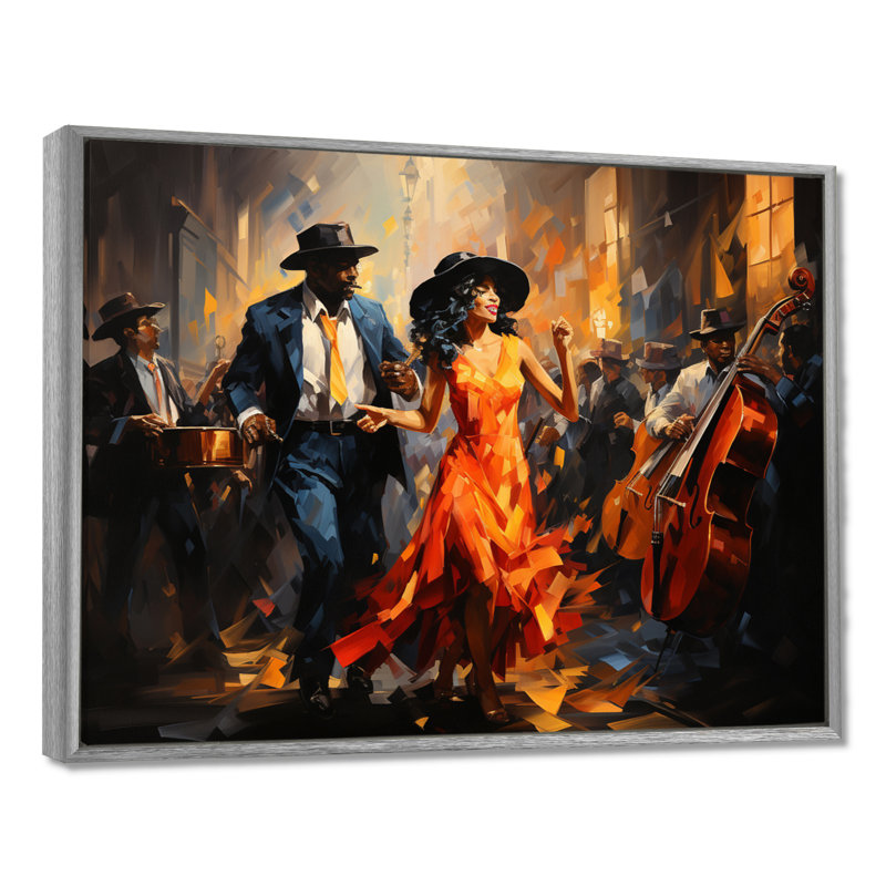 Art africain-américain, Spirit II - Art africain sur toile, art mural, H 30 po x l 40 po x P 1,5 po, Encadrement argenté