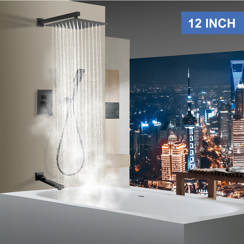 Système de douche à pression équilibrée avec valve brute, Noir mat