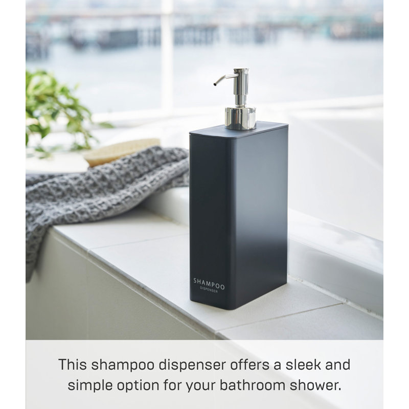 Black Rectangular ABS Plastic Shampoo Dispenser with Stainless Steel Pump