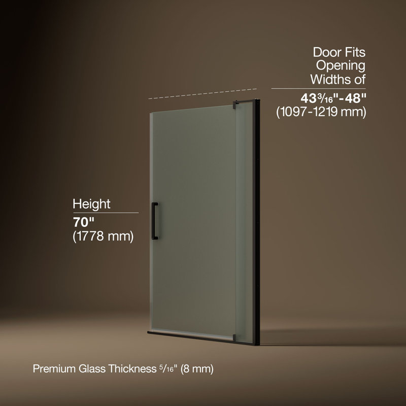 Revel 48'' x 70'' Pivot Shower Door with CleanCoat® Technology, Anodized Dark Bronze, Frosted