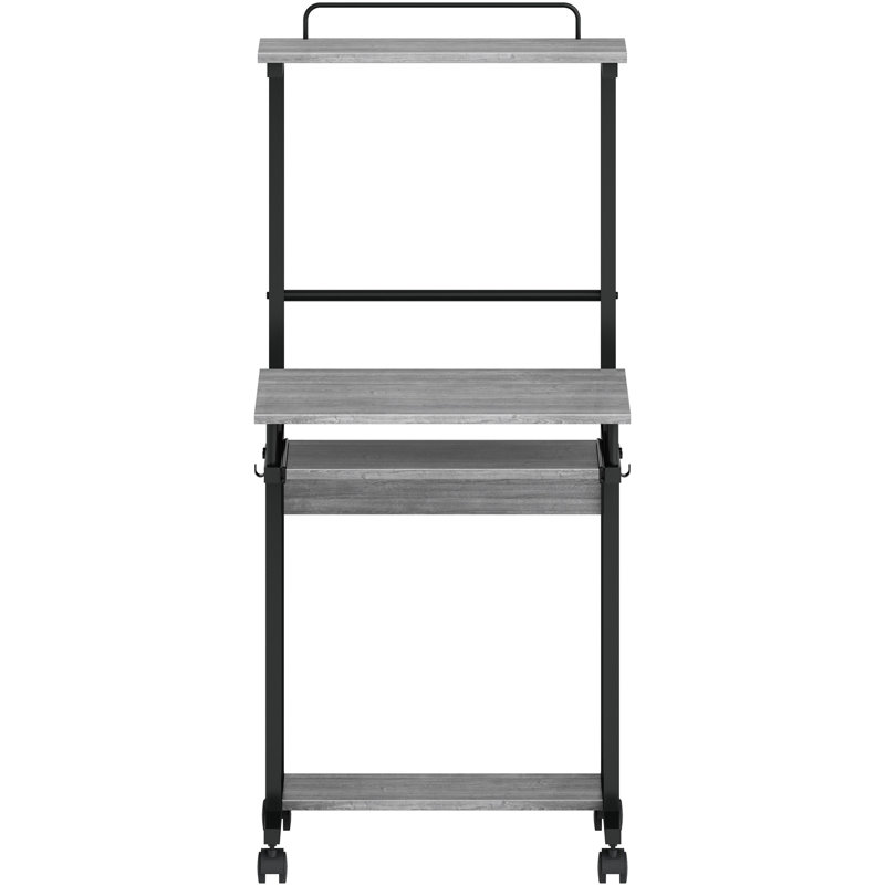 Gray and Black Adjustable Mobile Computer Workstation with Keyboard Tray