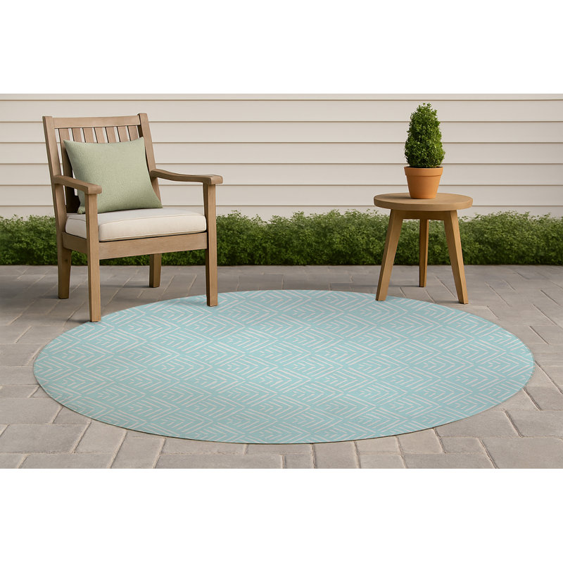 Tribal Dreamer Non-Slip Outdoor Rug, Round 5'