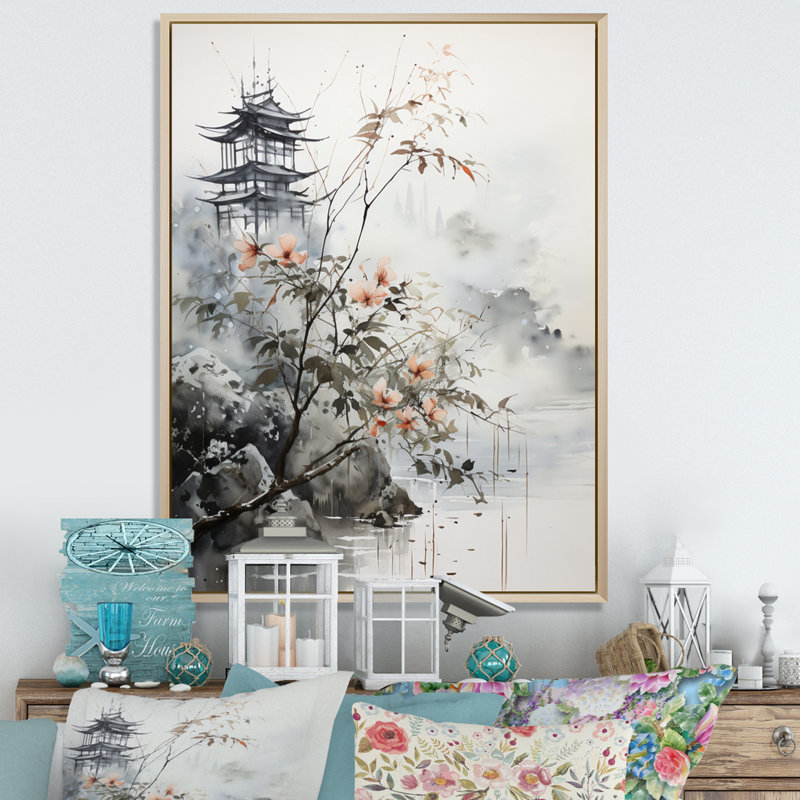 Art asiatique, oiseau Sumi, sérénité - impression, H 32 po x l 24 po x P 1 po, Cadre naturel flottant