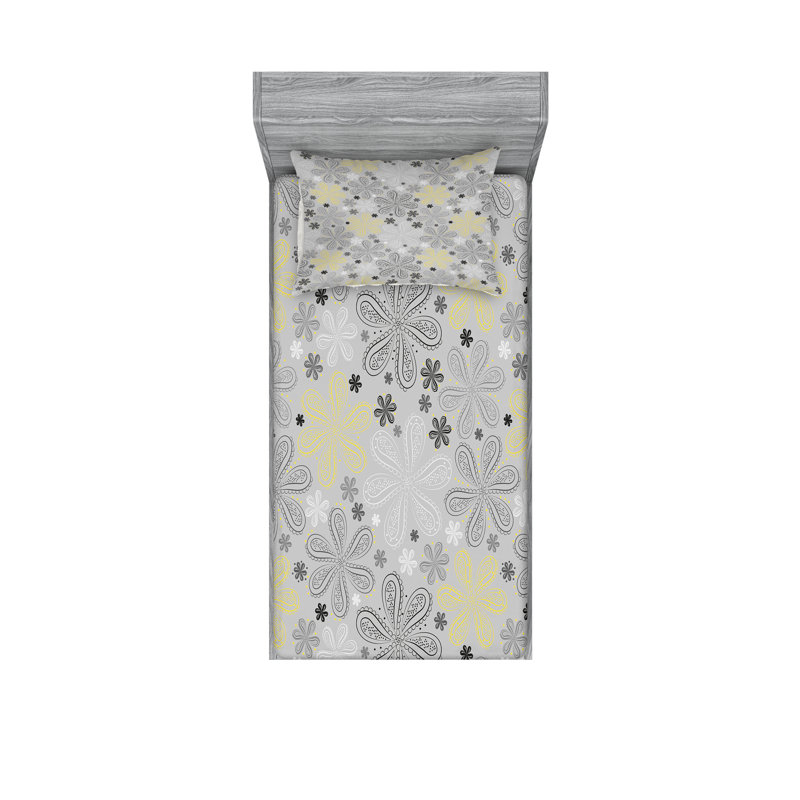 Ensemble de draps et taies décoratives gris pâle Ambesonne, Ensemble de draps pour lit simple + 1 drap-housse 
