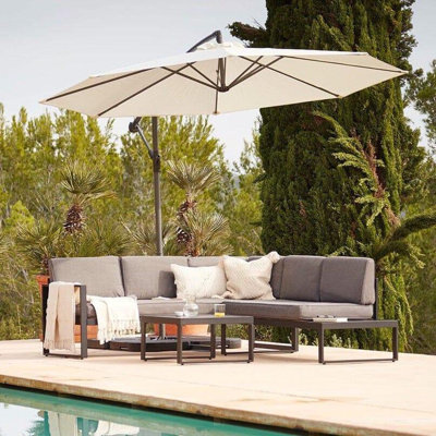 Anessah 192cm Wide L-Shaped Aluminum Patio Sofa with Cushions