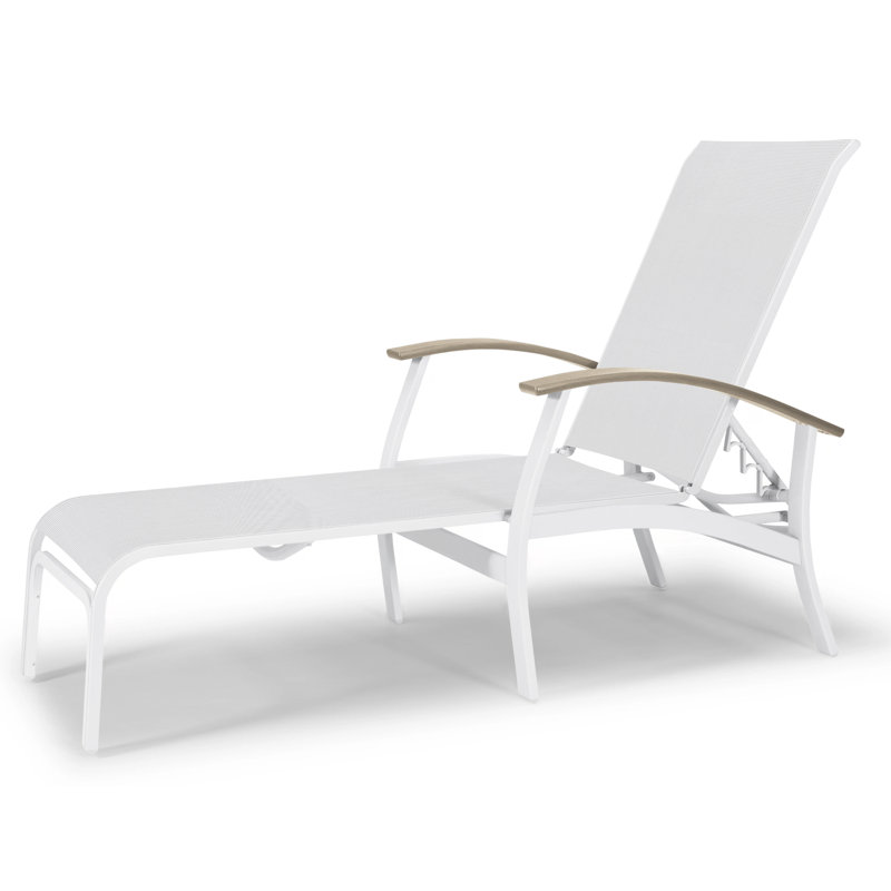 Askar Outdoor Rust-Resistant Metal Chaise Lounge, White 6D Sunbrella®, Gloss White, White P50