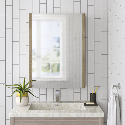 Walker 31.5 mm W 800 mm H Surface Framed Mirrored Bathroom Cabinets 3 Shelves with Mirror