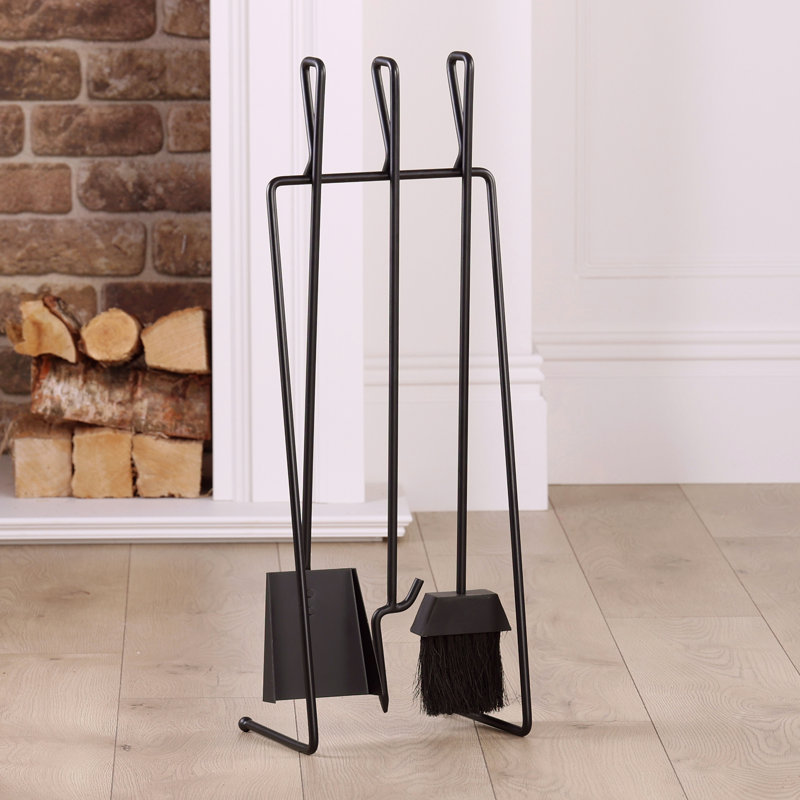 Alcia Iron Fireplace Tool Set, Black