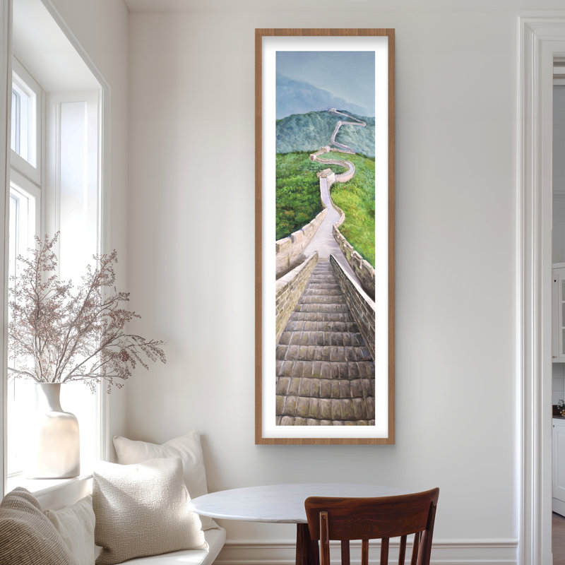 «Great Wall of Mutianyu - Mountains», reproduction encadrée bleue | Décoration, H 60 po x l 20 po