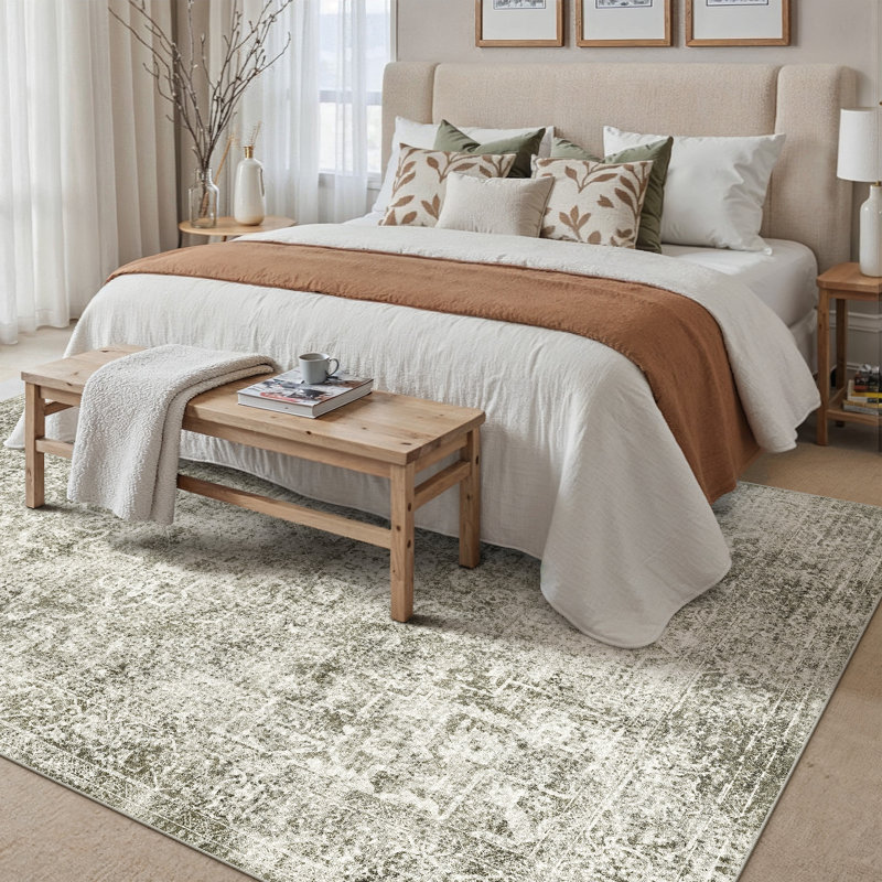 Tapis rétro taupe, Taupe, Rectangulaire 8 pi x 10 pi