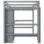 Lit mezzanine double gris avec bureau intégré et tablettes à tampons multifonctions, base en bois de pin, structure à croquis sans ressorts,