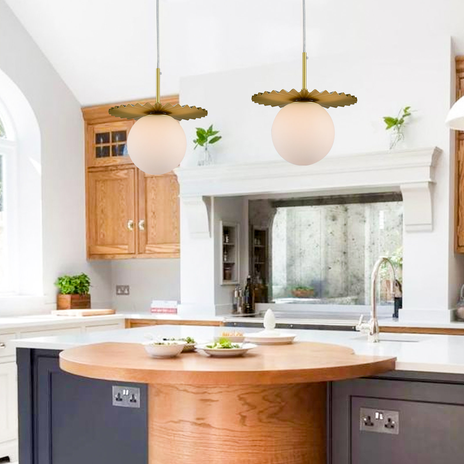 Abbey Dimmable Wrought Iron Single Light Pendant, Polished Brass