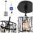 Modern Crystal 8.75"W in Black Dimmable & Adjustable Height Pendant Light