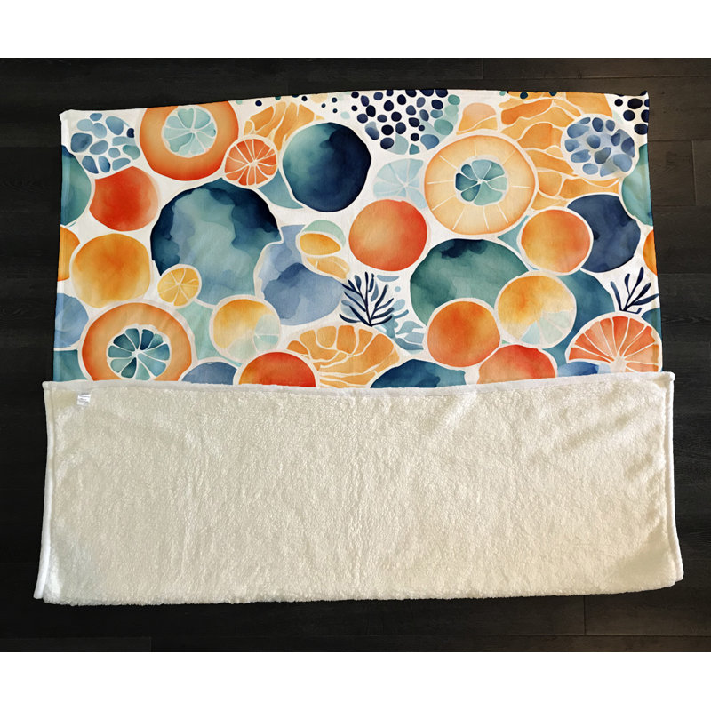 Throw Blanket, Polka Dot, 68" W x 80" L, Orange/Blue