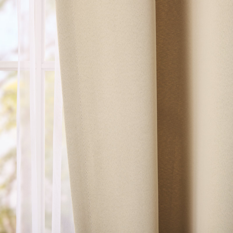  Oslo Double Layer Room Darkening and Sheer Grommet Top Curtains 2-Pack, Beige, 52" W x 108" L