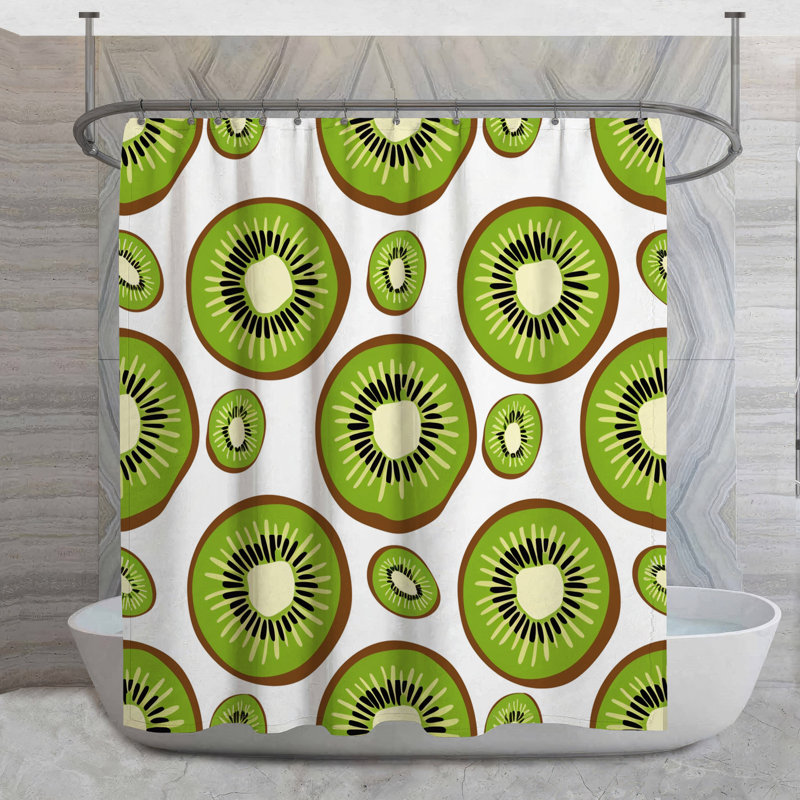 Rideau de douche Kiwi - Décoration de salle de bain fruitée rustique, H 84 po x l 70 po