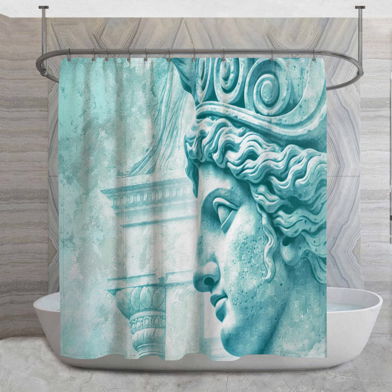 Rideau de douche Sculpture - Décor de salle de bain historique méditerranéen, H 93 po x l 70 po