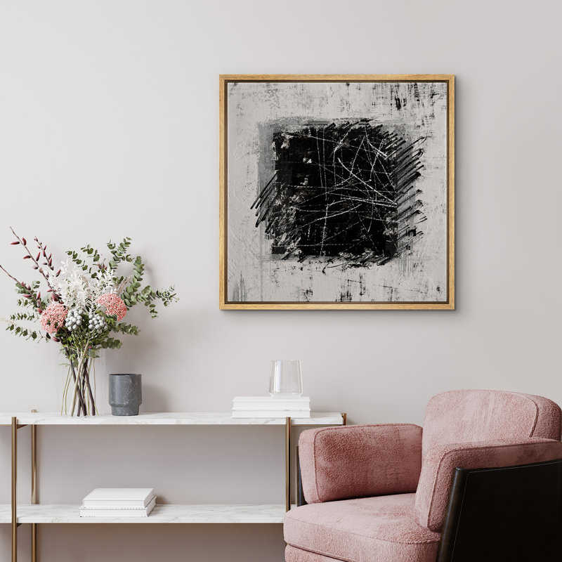 «Black and White Abstract Modern Contemporary», Naturel, H 16 po x l 16 po