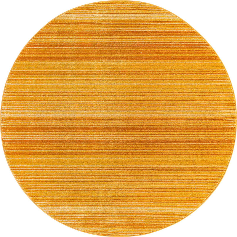 Tapis d'intérieur rayé Hulsey, Yellow, Rond 10 pi 2 po