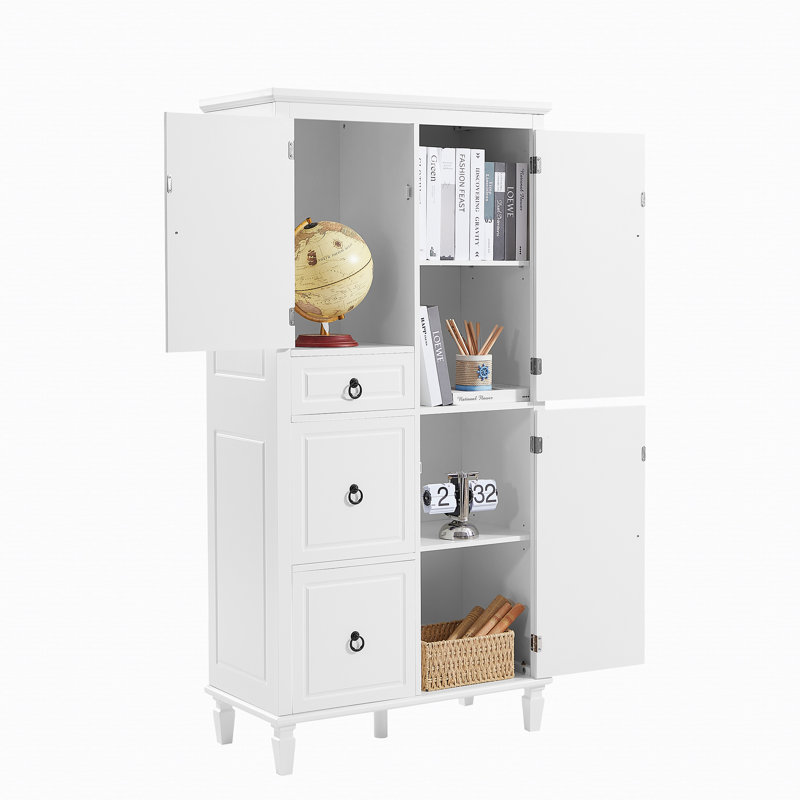 Armoire de rangement multifonctionnelle avec tablettes réglables, 3 tiroirs et 3 compartiments fermés