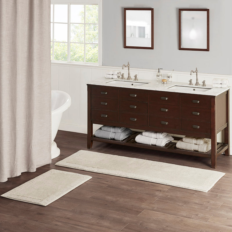 3000GSM Reversible Cotton Tufted Bath Mat -, Natural, Single - 34" L x 21" W