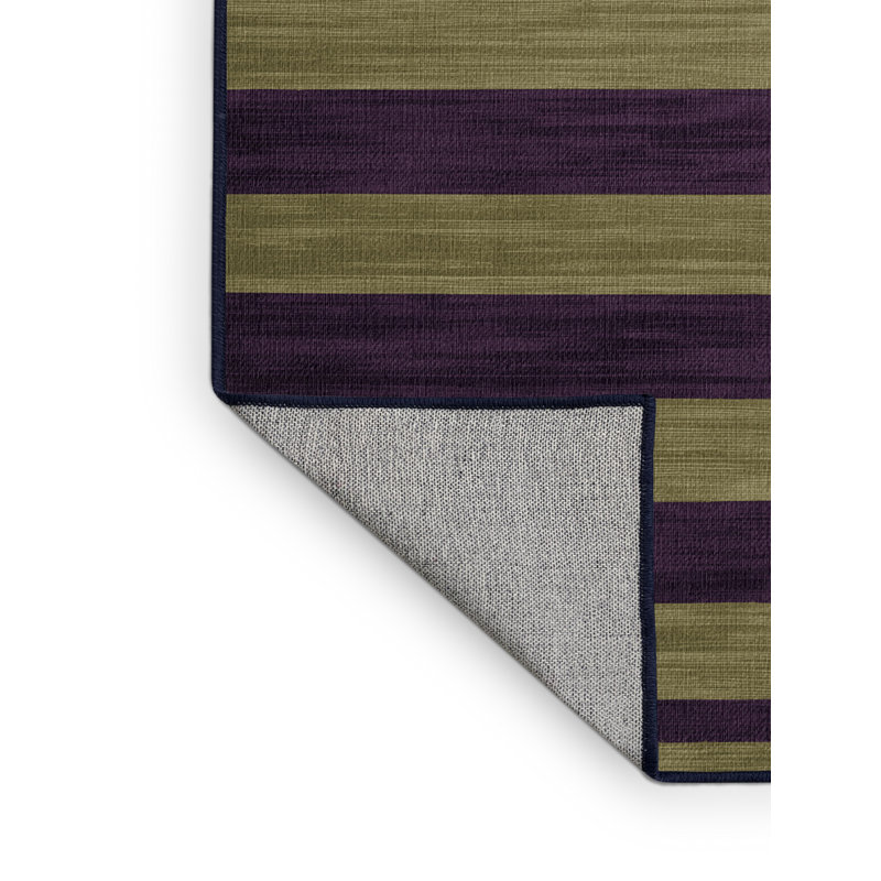 Tapis mauve à rayures horizontales lavable à la machine, Rectangle 5 pi x 7 pi