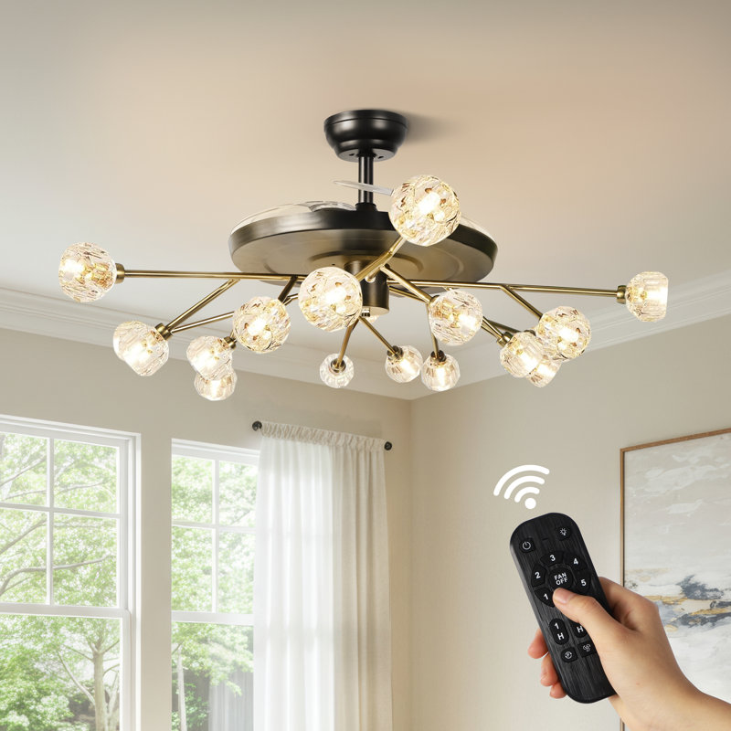 42"Modern Linear Ceiling Fan With Light And Remote Control