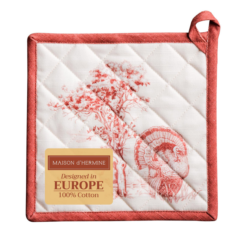 Maison d'Hermine Holy Jouy - Manique rouge 100 % coton simple - 8 po x 8 po