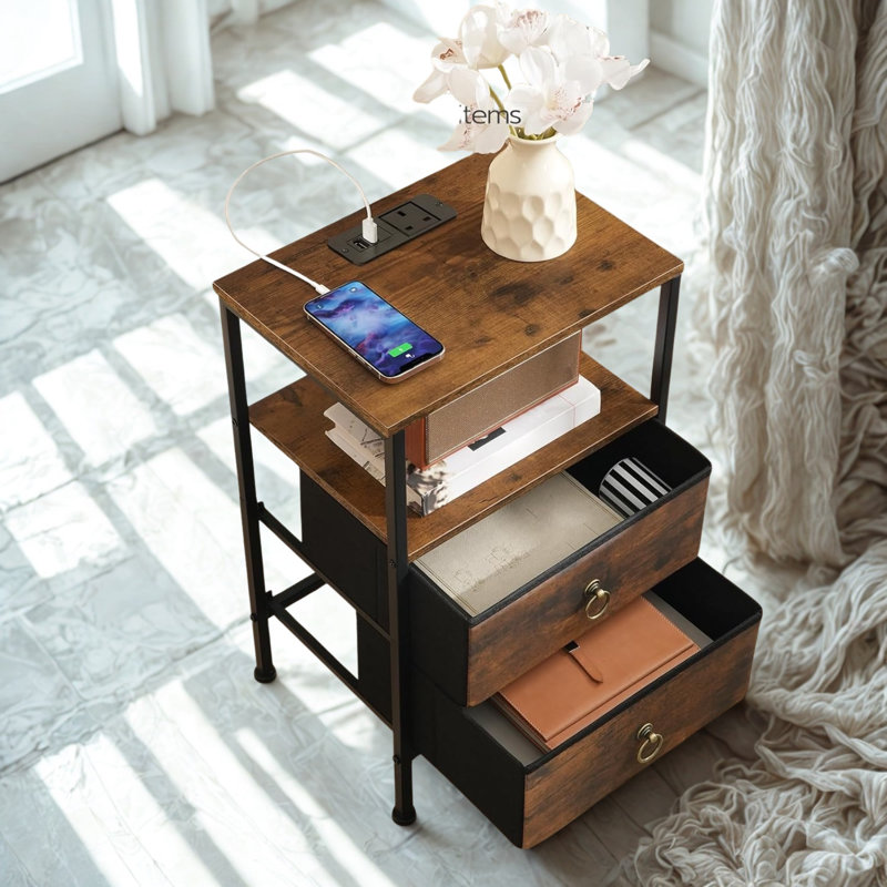 Aneisha 38cm W Metal Bedside Table