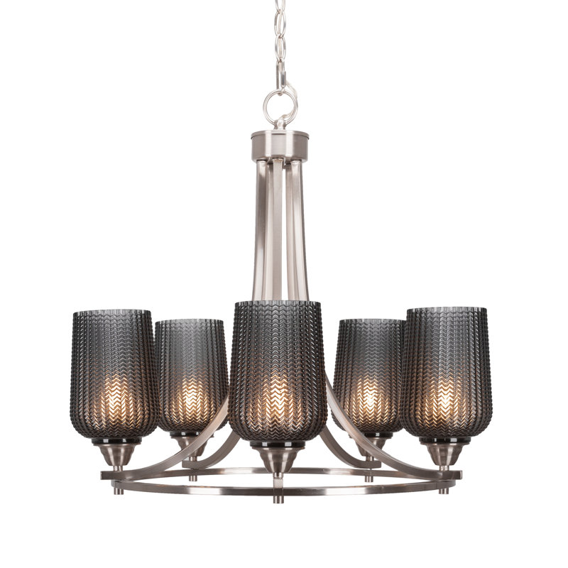 Lustre 5 lumières Paramount, Nickel brossé, Doré