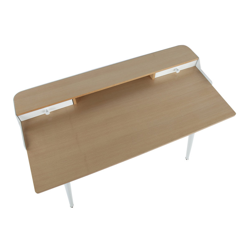 Bureau avec tiroirs Nicastro, Naturel / Blanc