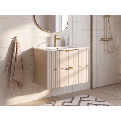 60 mm Wall Mounted Single Vanity with Integrated Ceramic Basin