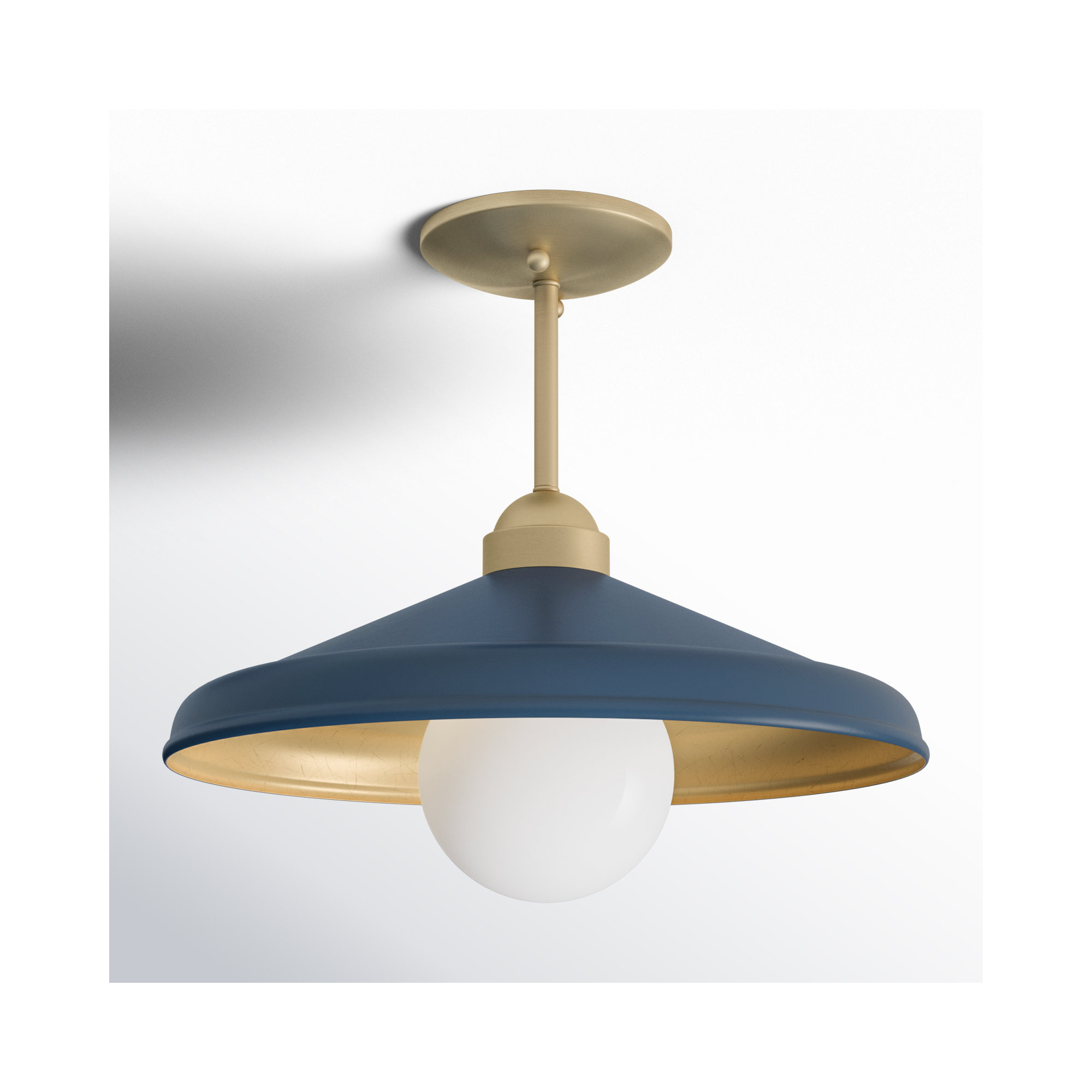 Delilah Single Light Metal Semi Flush Mount, Navy