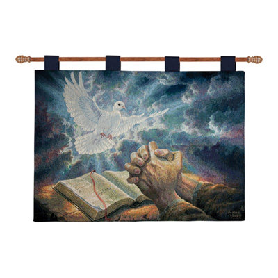  36" x 26" Blue Cotton Blend Decorative Wall Hanging Accent