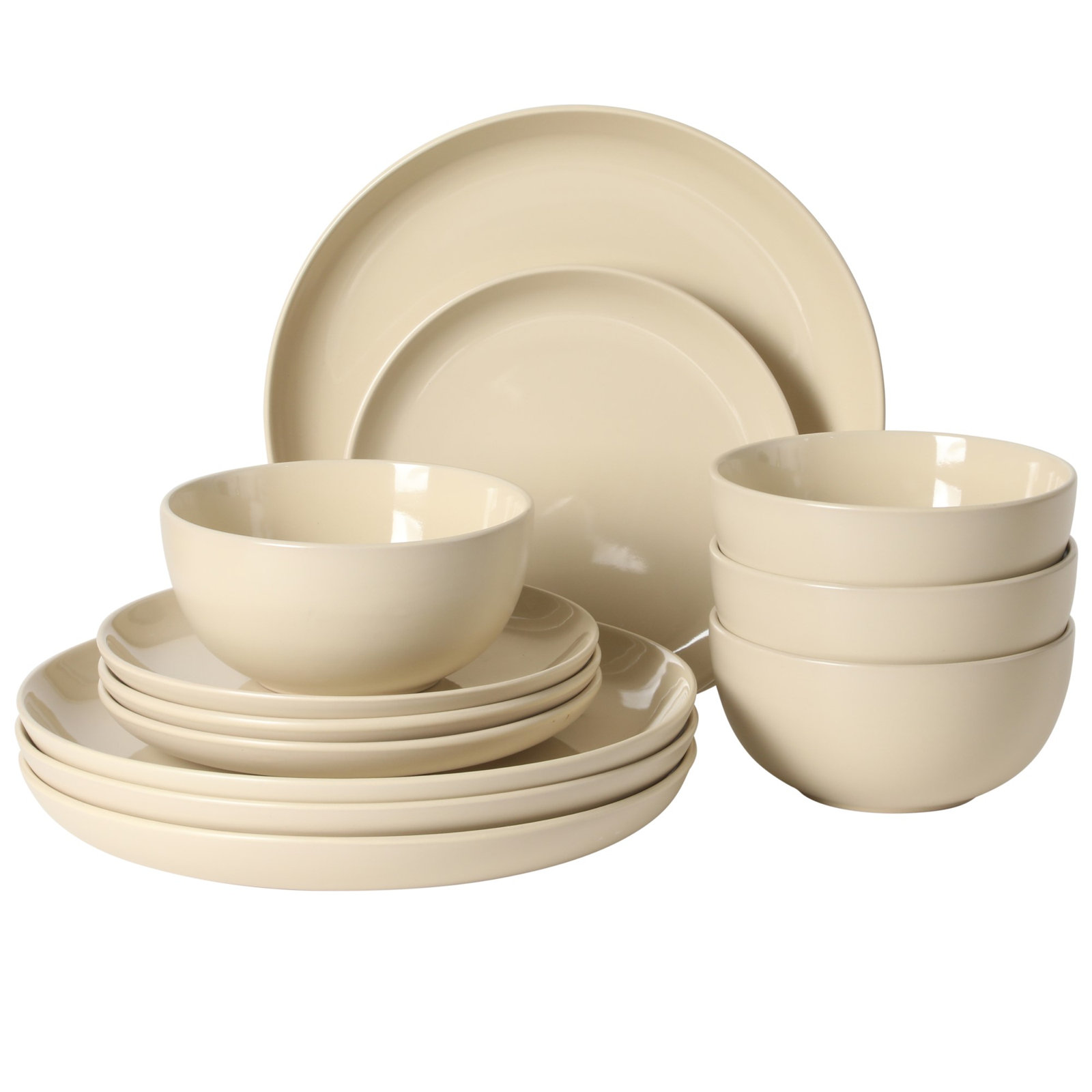 Rockaway Stoneware Dinnerware Set, Warm Cream