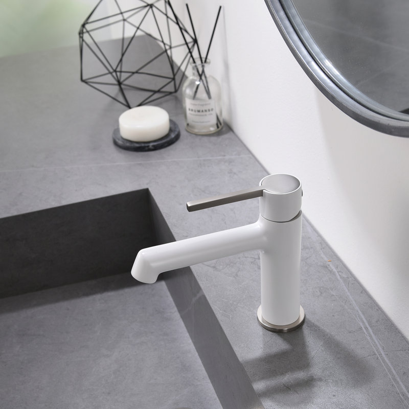 Single-Hole Bathroom Faucet, White