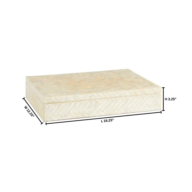 Triton Decorative Box, 3.25" H x 16.25" W x 12.25" D, Pearl