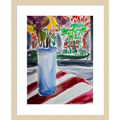 Montpellier Blue Vase And Window Box Framed On Paper by Montpellier Print