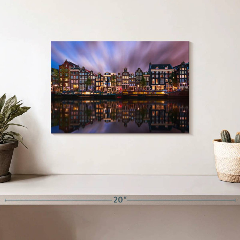 Crépuscule sur le canal Sirci Amsterdam, H 8 po x l 12 po
