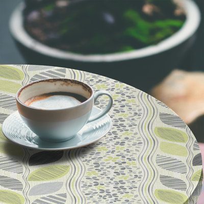 East Urban Home Abstract Fitted Round TableclGreen Grey 77696