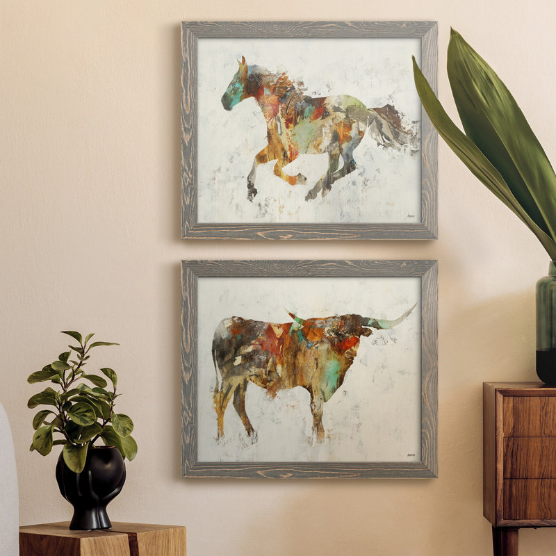 Totem II - ensemble de 2 reproductions, H 62 po x l 44 po x P 1 po, Toile avec cadre gris, Pas de tapis