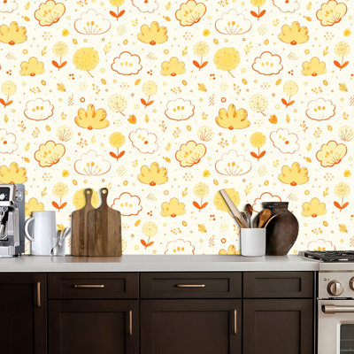 Papier peint à peler et coller, beurre, maïs soufflé, fête, art graphique, papier à contact sans couture, amovible, adhésif mural, décoration murale pour armoires de cuisine de chambre à coucher
