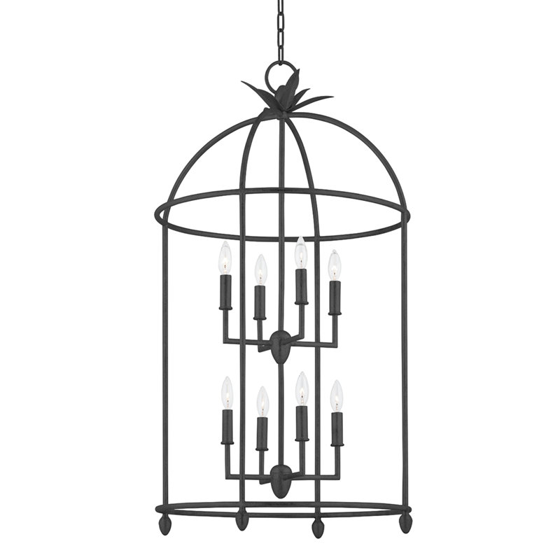 Luminaire suspendu géométrique à 8 lumières Brooks, Fer noir