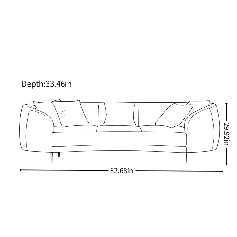 Simple Beige Three-seat Sofa