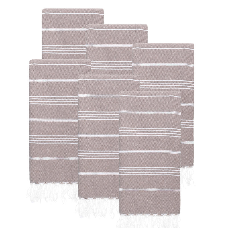 Ensemble de 6 serviettes pour lit de plage en coton turc Alize, Brun clair