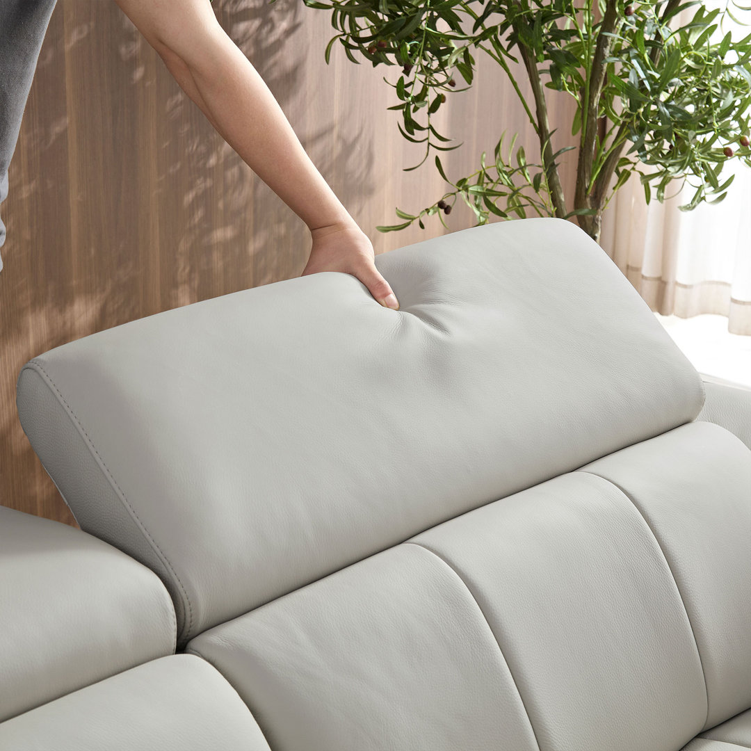 113.38" Genuine Leather Power Reclining Sectional With USB Port Latitude Run® 