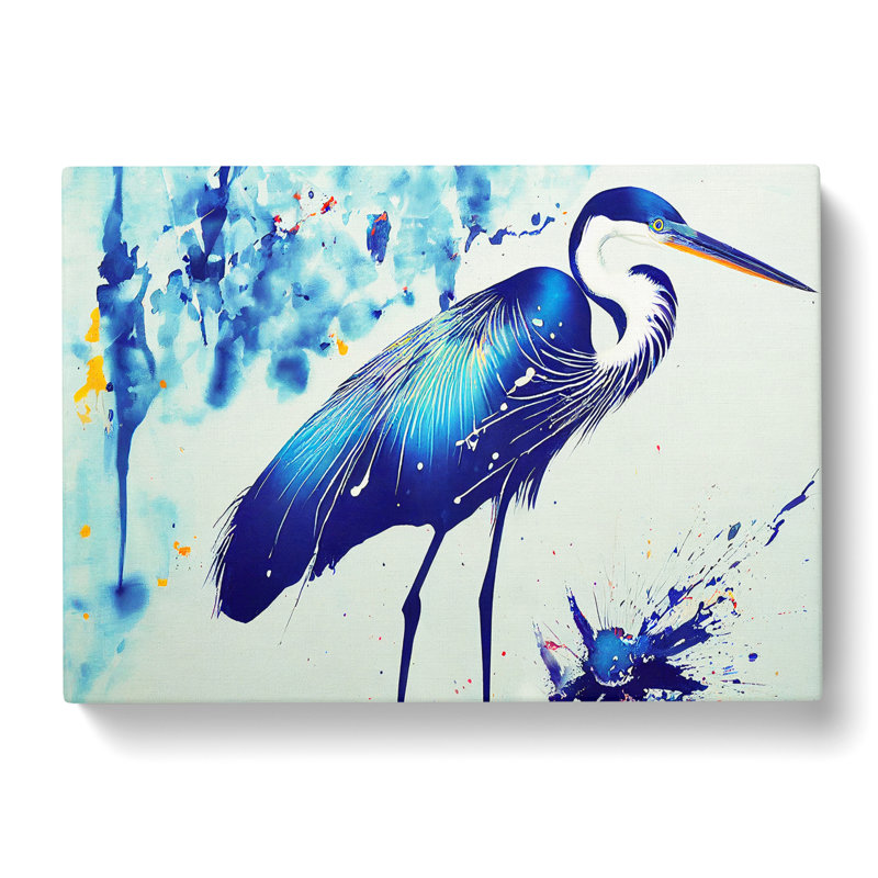 Splashed Heron Bird Vol.2 Abstract - Wrapped Canvas, 50cm H x 76cm W