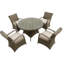 Judesa 4 - Person Wicker Patio Dining Set with Round Table , Cushions Included-520624841-520624842