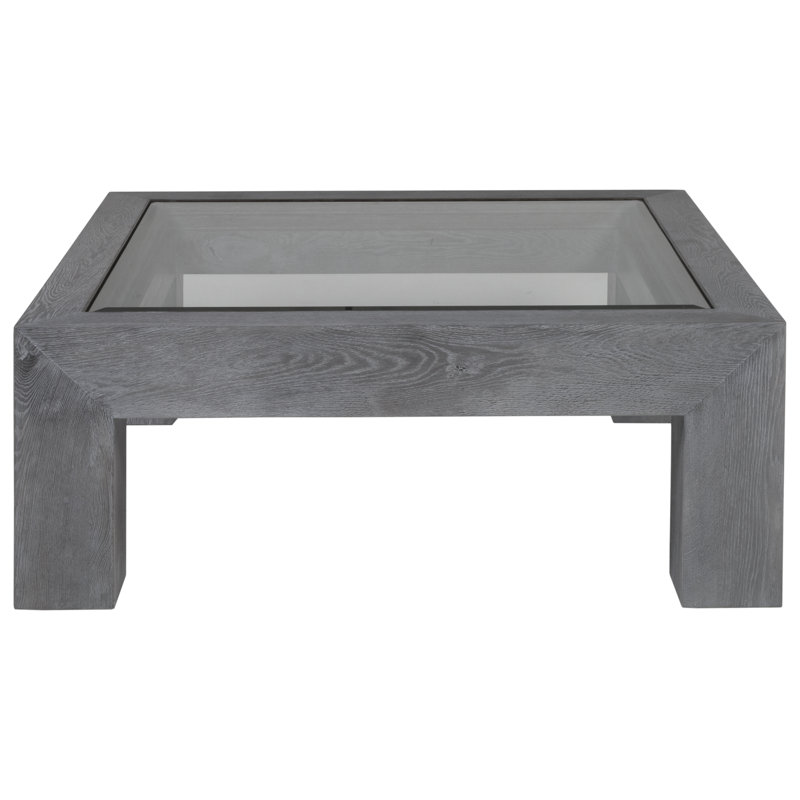 Rustic Barnyard Oak 44'' Square Cocktail Table with Tempered Glass
